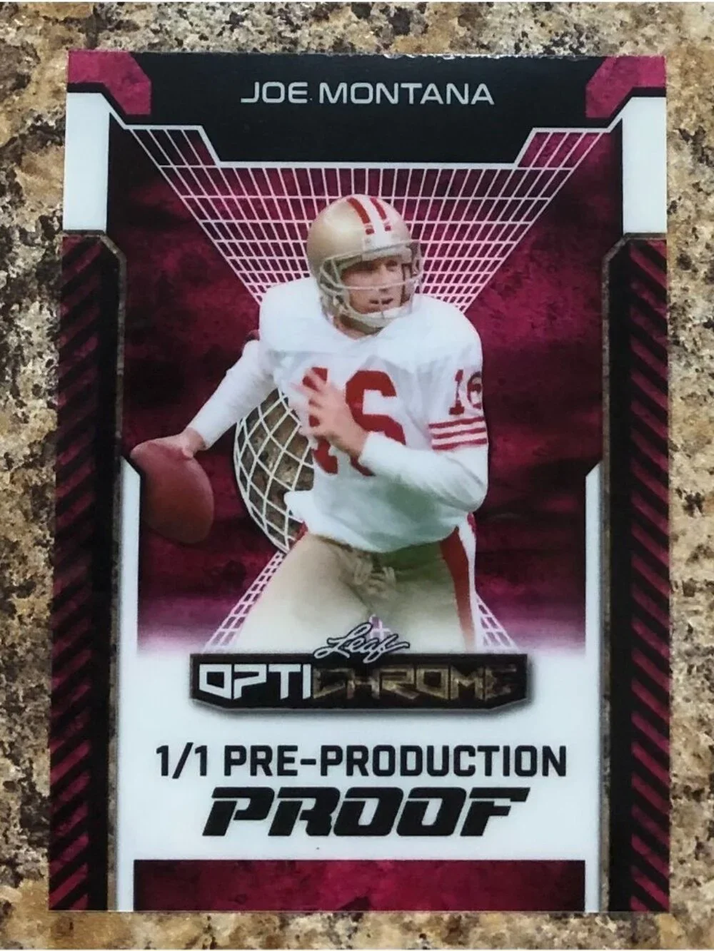 2025 Leaf Optichrome Joe Montana 1/1 Pre Production Proof Acetate